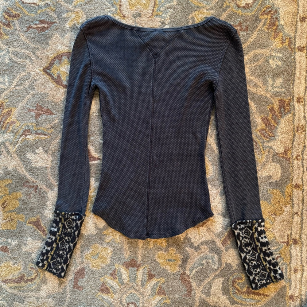 🦋We the Free FP Free People Art School Cuff Top Thermal Henley🦋 - Picture 3 of 7